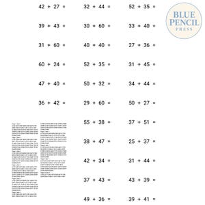 Double Digit Addition Worksheets 40 Printable Math Practice Sheets Fill in the Blank Answer Key PDF Download