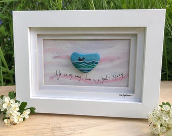 Painted Stone Art - ‘Love is a boat’