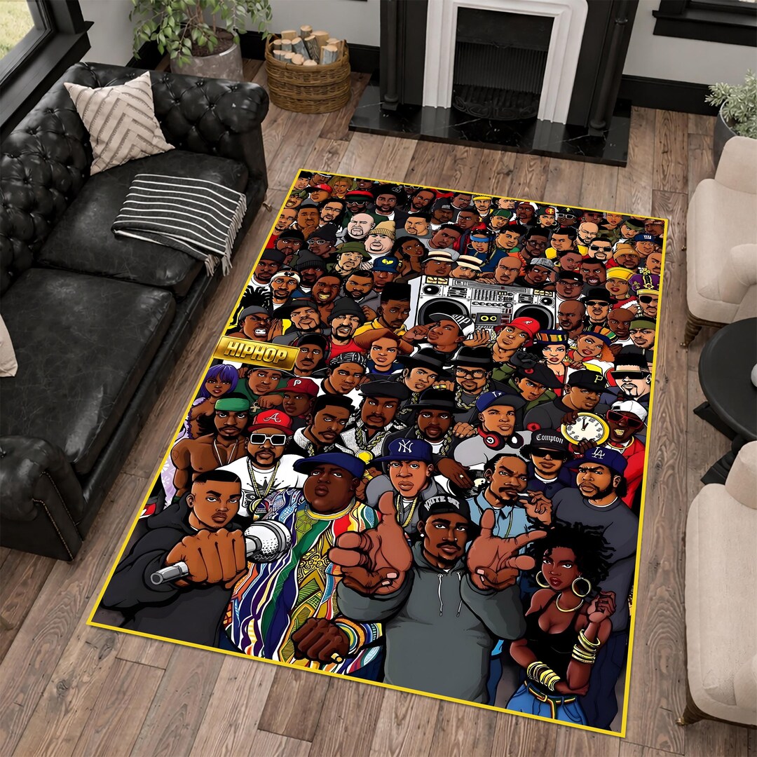 Hip Hop Rug Hip Hop Legends Forever Graffiti Rug, Music Room Decor, Street Art Rug ...