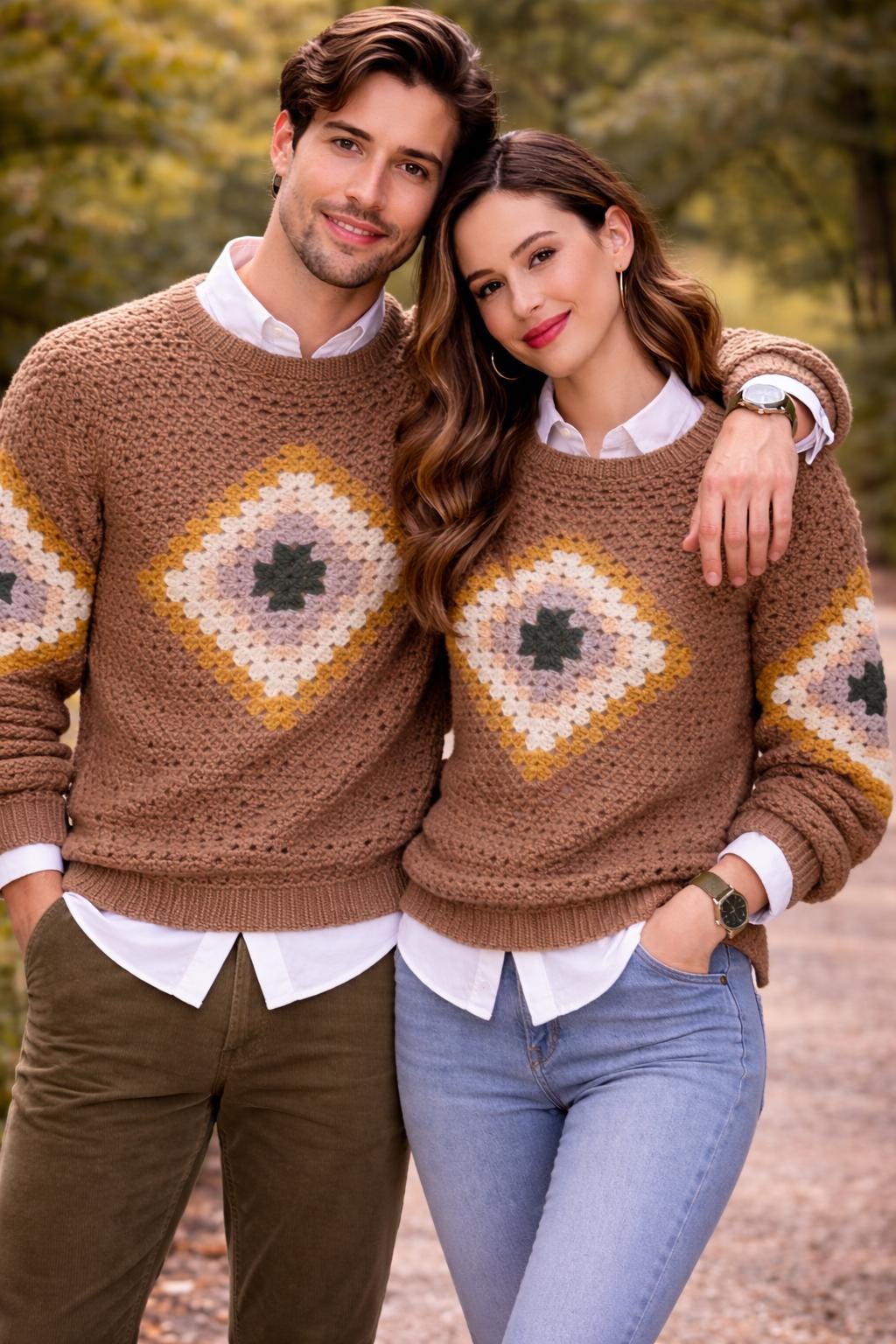Crochet Granny Square Sweater Pattern PDF, Matching Couple Pullover ...