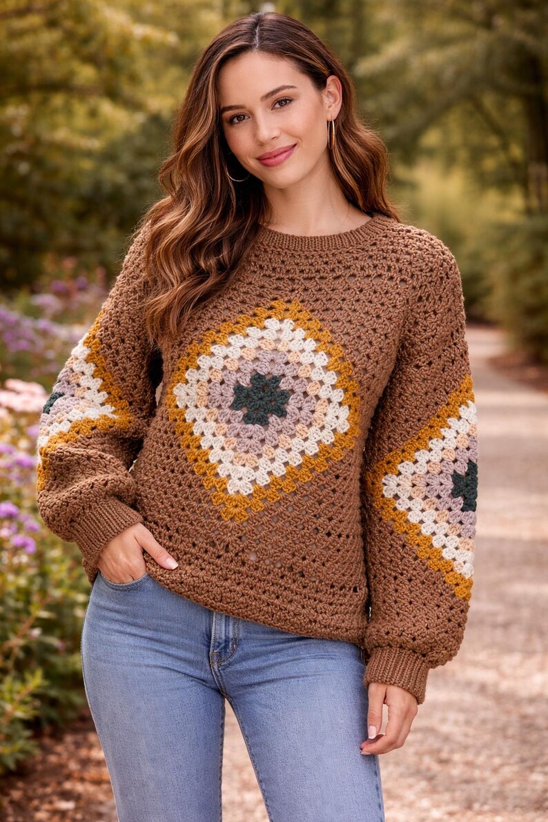 Crochet Granny Square Sweater Pattern PDF, Matching Couple Pullover ...
