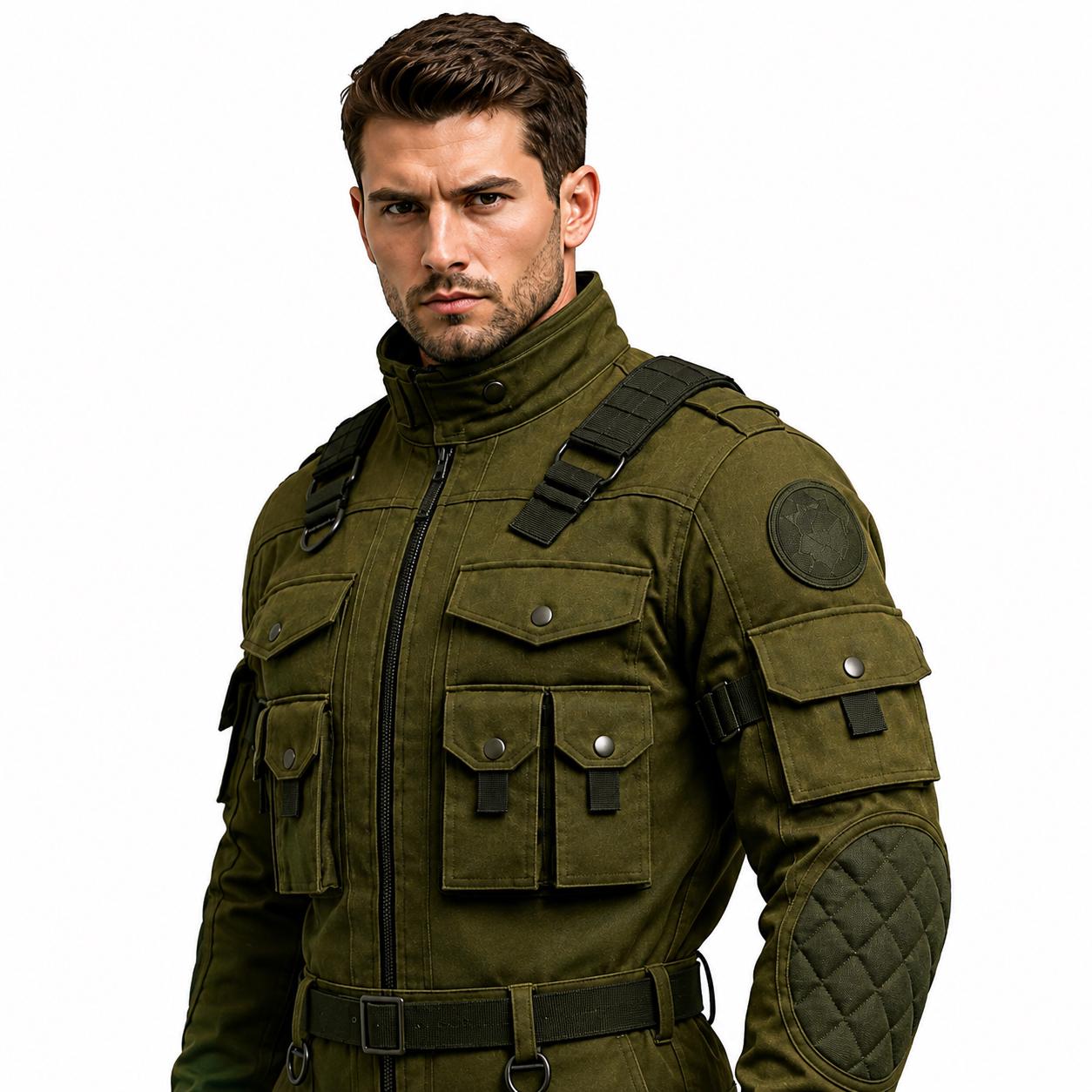Mens Tactical Jumpsuit Military Combat Coverall Olive Green