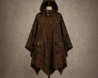 Medieval Ranger Cloak Hooded, Fantasy Cosplay Cloak, Custom Size LARP Costume