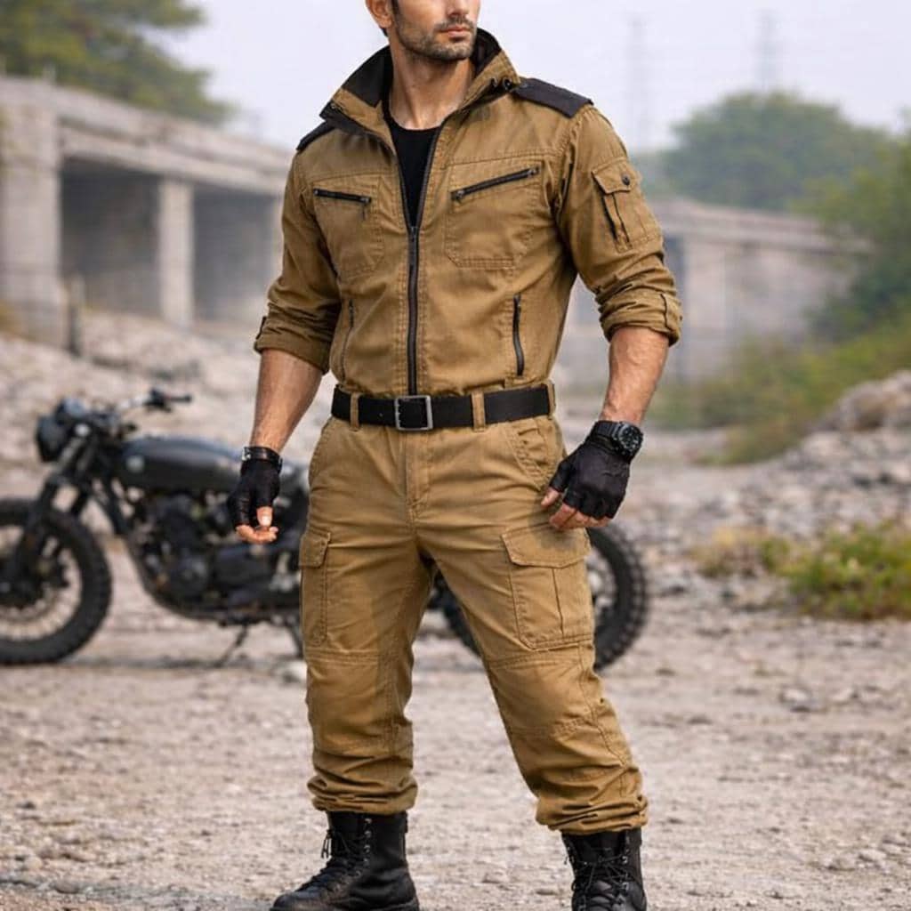 Men's Tactical Canvas Jumpsuit | Military Style Utility One Piece