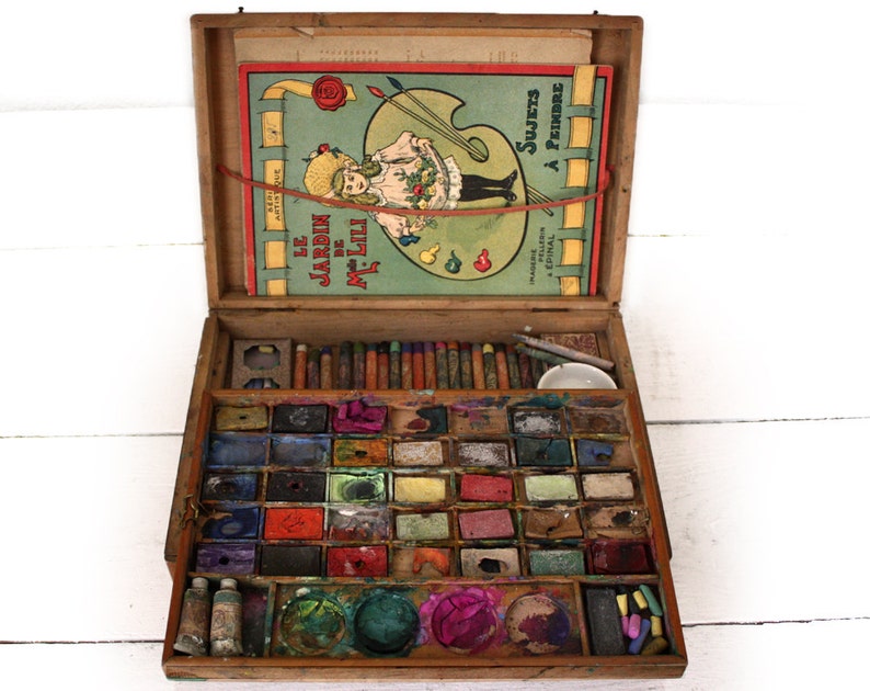 Antique french Artist PAINT BOX couleurs sans danger Etsy