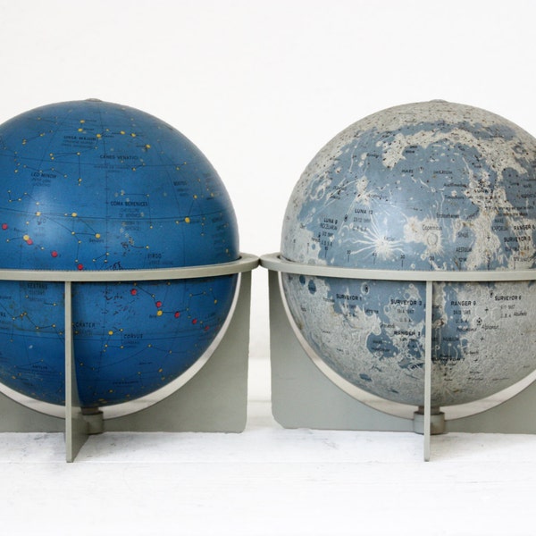 Rare vintage danish  SKY and MOND metal GLOBUS scan globe