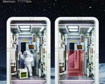 DIY-astronautenboekhoekset | 3D houten puzzel ruimtecabine | Sci-Fi-boekenplankinzet