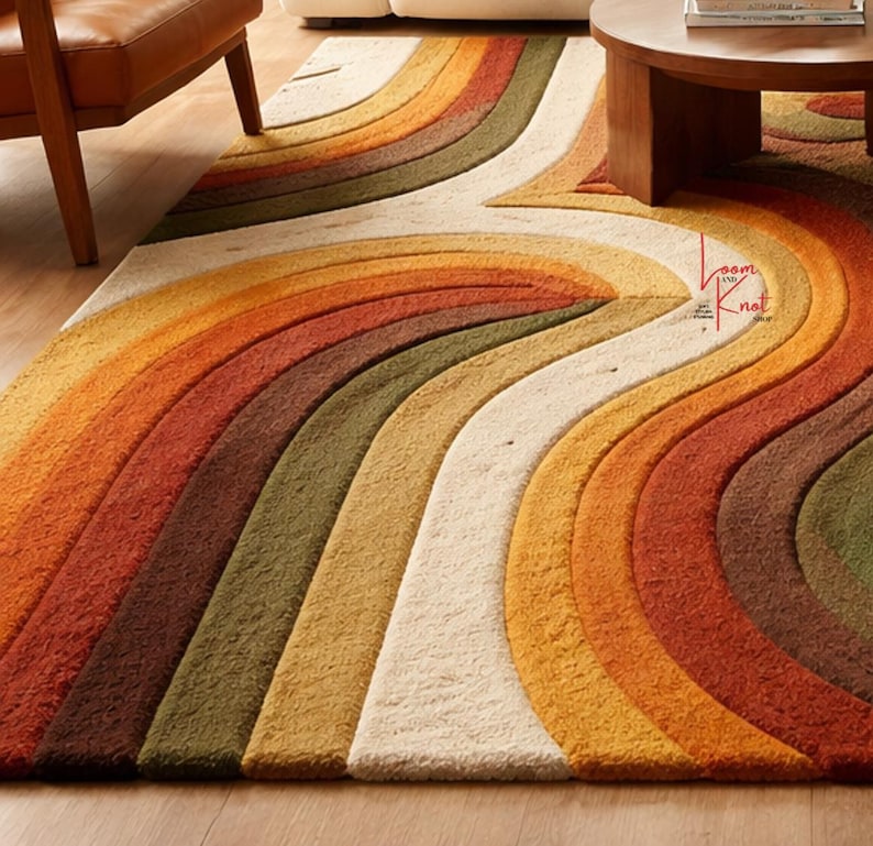 Close-up of 100% New Zealand wool hand-tufted rug plush texture