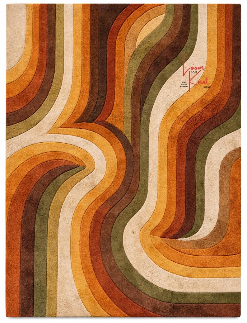 Colorful hand-tufted rug showcasing plush wool pile in contemporary space