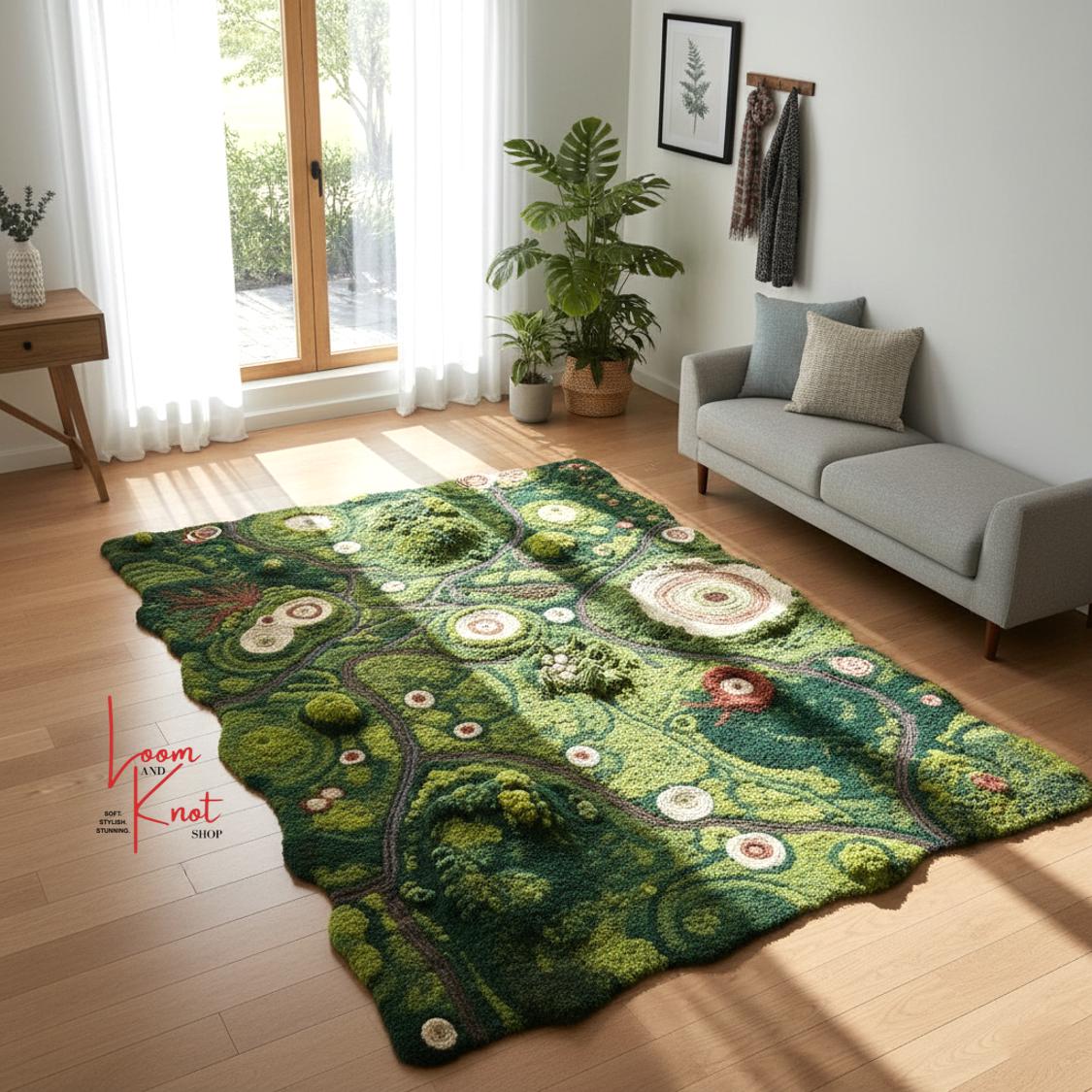 Handmade Moss Tufted Rug: 3D Forest Nature Shag Carpet, Eco Friendly ...