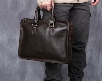 Maletín de cuero: bolso para portátil de 15,6", bolso de oficina, bolso para portátil