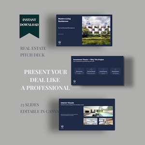 Sjabloon pitchdeck onroerend goed | Beleggerspresentatie | Staanplaats voor vastgoedinvestering | Canvassjabloon