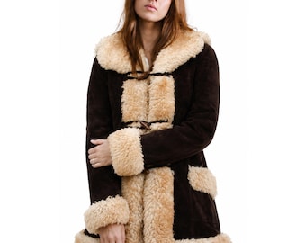 Women Shearling Suede Coat, Handmade Real Coat, Real Sheepskin Jacket, Winter Leather Coat Vintage Style