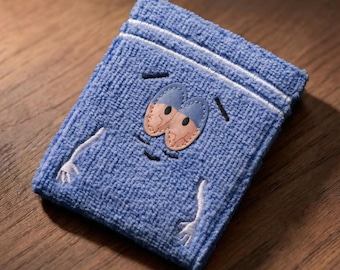 Handmade Embroidered Towel Wallet – Funny Character Bi-fold Wallet