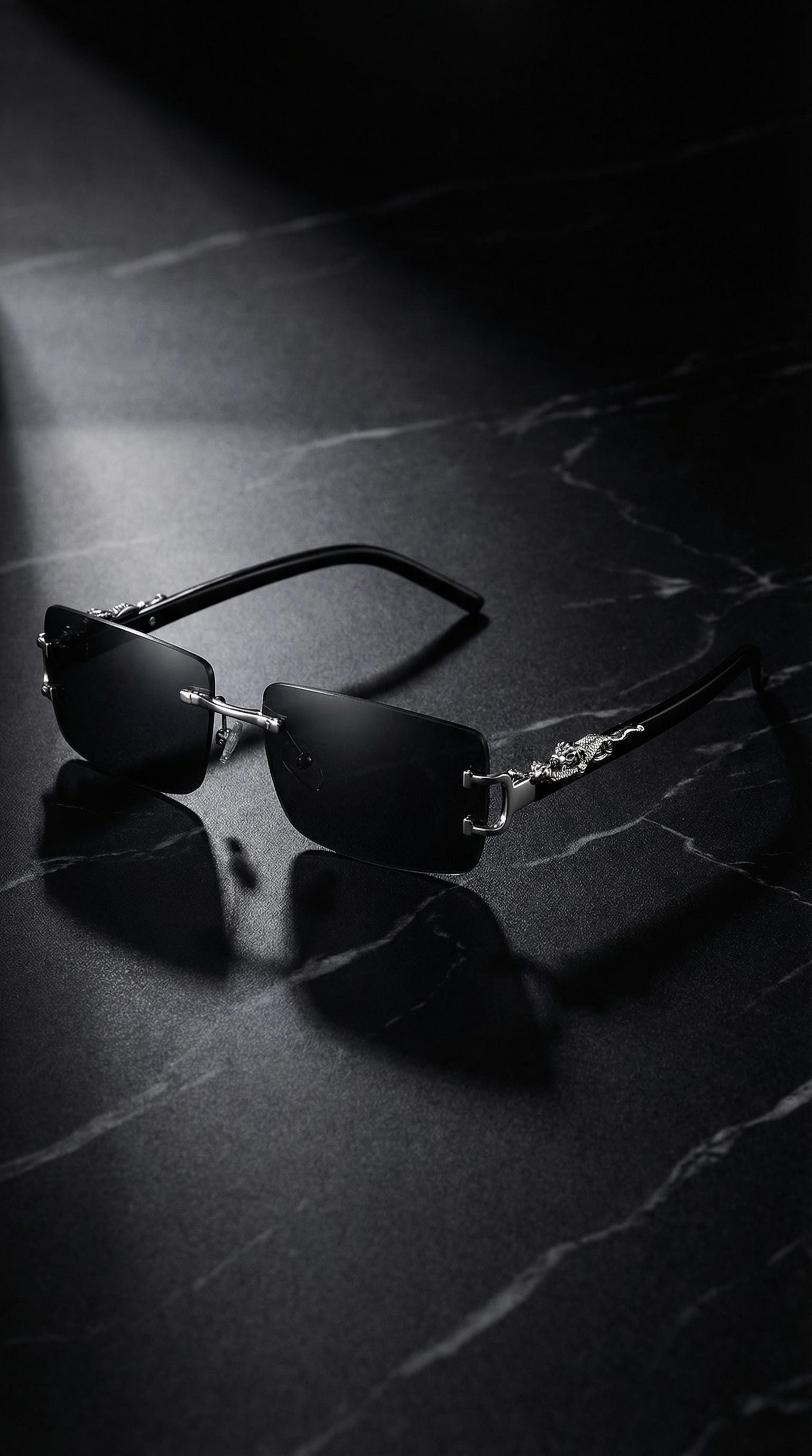 Vintage Rimless Rectangle Sunglasses - Etsy