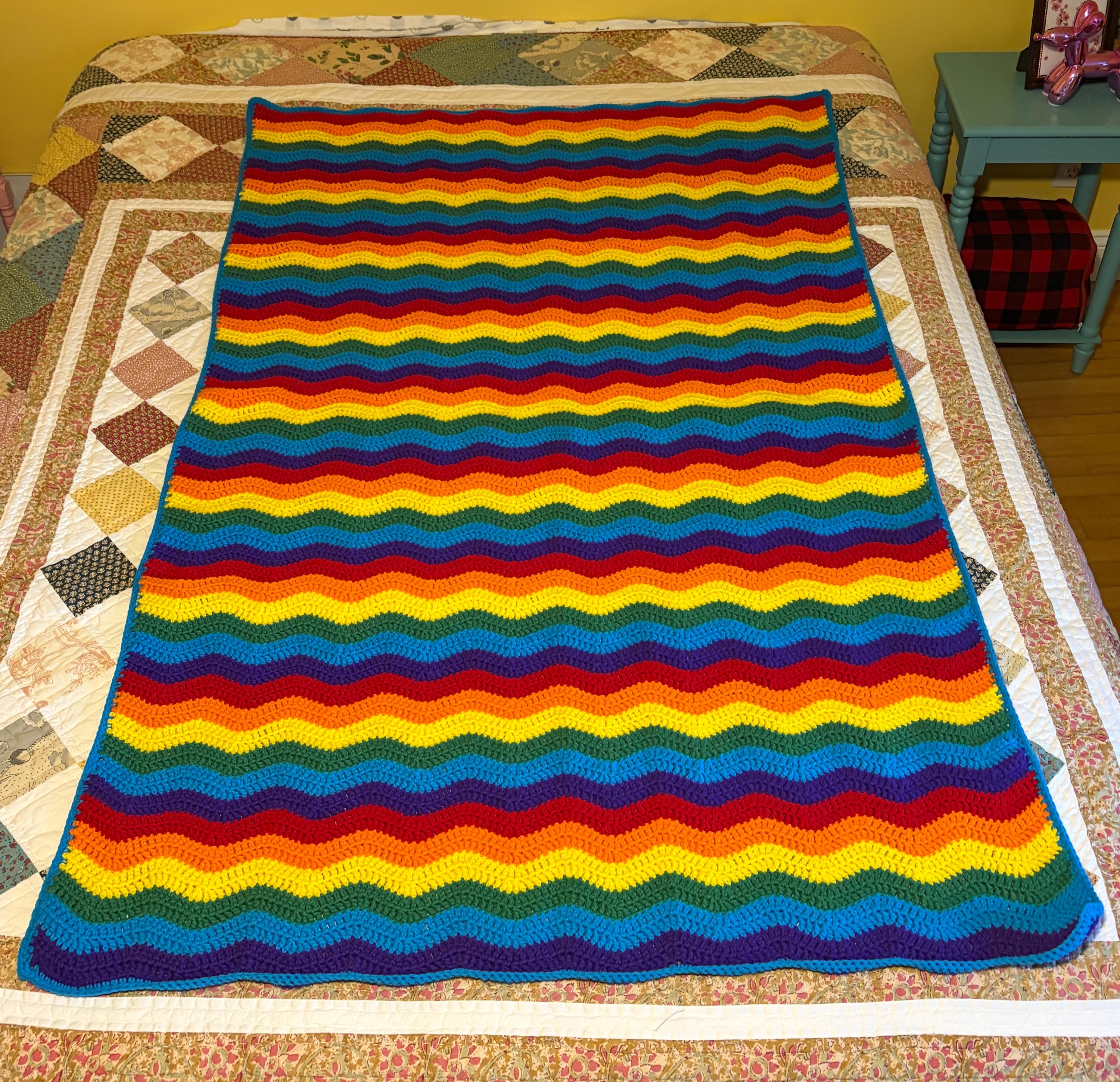 Rainbow Ripple Throw Blanket - Etsy