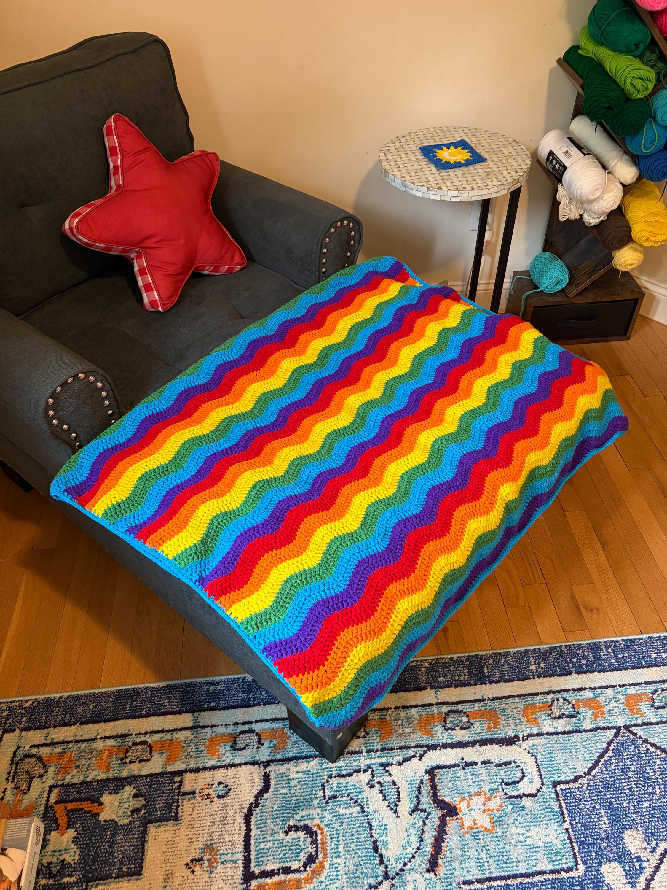 Rainbow Ripple Throw Blanket - Etsy