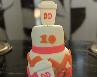 Personalized Mini 2-Tier Dog Birthday Cake: Coffee & Donut Pet Treat