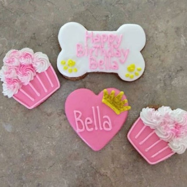Personalized  Birthday Dog Treats cupcake dog treats with a crown Extra large pet gift  long lasting HARD treats
