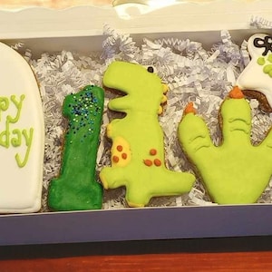 Personalized  Birthday Dog Treats Dinosaur  boxed pet gift long lasting HARD treats
