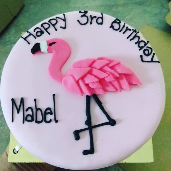 Pink Flamingo 6 inch Dog Birthday Cake: Peanut Butter Banana