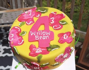 Lily Pulitzer Inspired Rose  Dog Birthday Cake Peanut Butter Banana pet gift