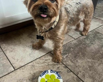Personalized Birthday 4 inch Dog Birthday Cake Peanut Butter Banana with a paw