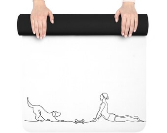 Up Dog Rubber Yoga Mat Digital art dog and human dog mom