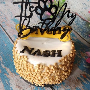 Dog birthday cake Sprinkles personalized Happy Barkday