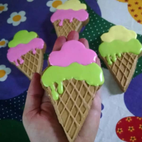 3 Large ice cream cone treats  long lasting HARD treats