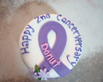 Personalized Dog Birthday Cake: Peanut Butter Banana with Cancer ribbon