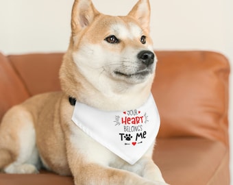 Valentine's Day Pet Bandana Collar your heart belongs to me