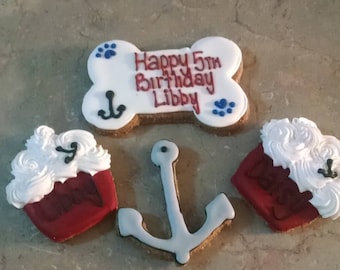 Personalized  Birthday Dog Treats cupcake dog treats Nautical  long lasting HARD treats