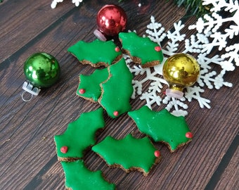 8 small Holly Leaves Dog Treats for tiny dog toy breed treats   Christmas Dog treats