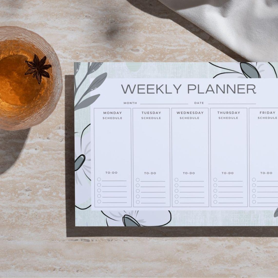 Floral Pattern Weekly Planner: Printable PDF Desk Planner - Etsy