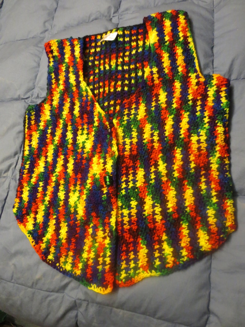 ON SALE-Unisex Ribbon Crochet Back Hot Mexican Color Vest w image 0