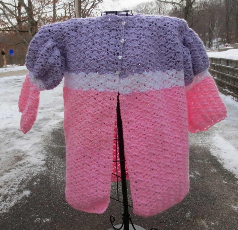 FREE USA SHIPPING  Girls Pink White and Lilac Coat for ages 6 image 0
