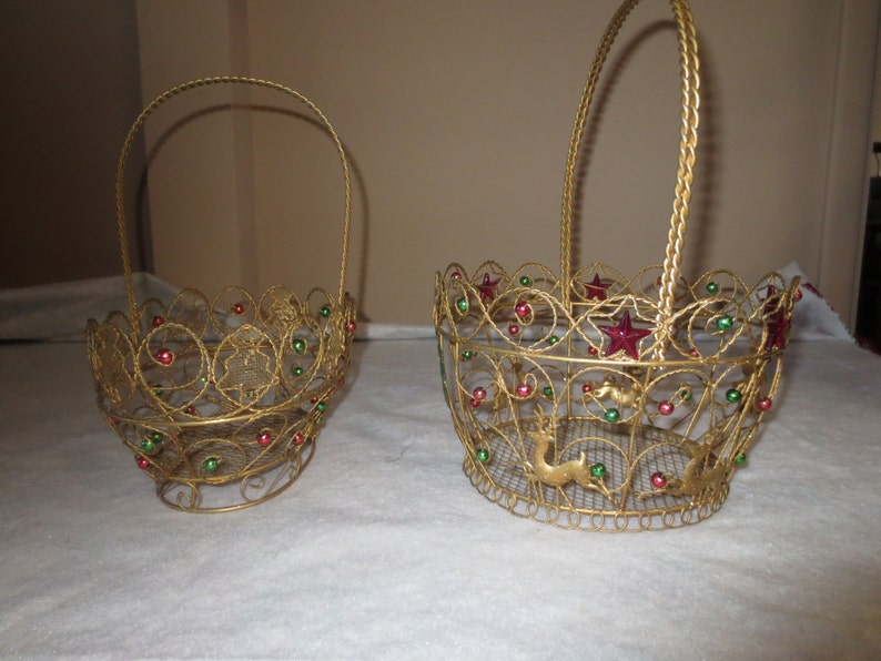 Vintage Craft and Home Baskets-Wire Straw 4 Baskets 5 image 0