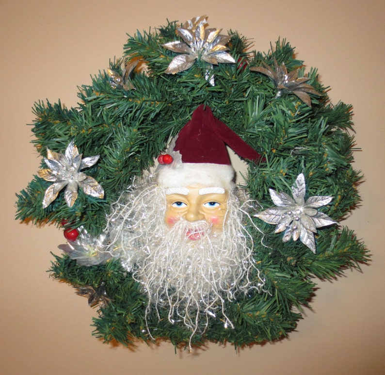 CHRISTMAS WREATH  Kitschy Complete Victorian Santa or image 0