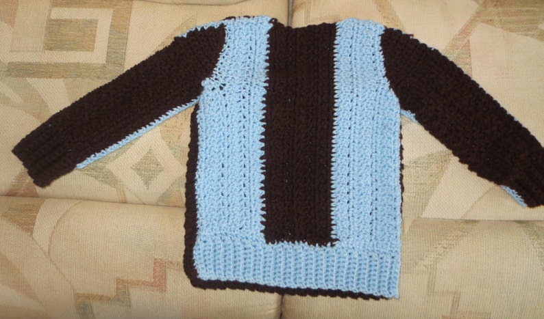 Rugged Little BOY'S Reversible SWEATER in Blue & Espresso image 1