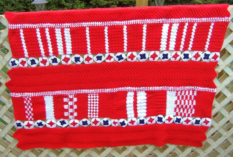 Twin Size Crazy Quilt Afghan-Red White and Blue for Veterans image 1