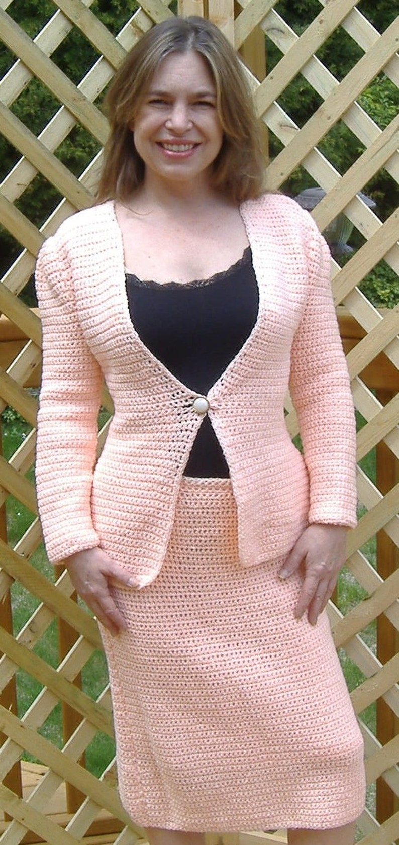 CROCHET SUIT Pattern 203  Ladies Lined Peplum 2 Piece Suit  image 0