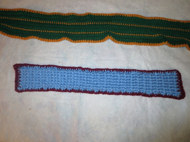 Croched Winter Scarves different patterns in medium blue w image 0