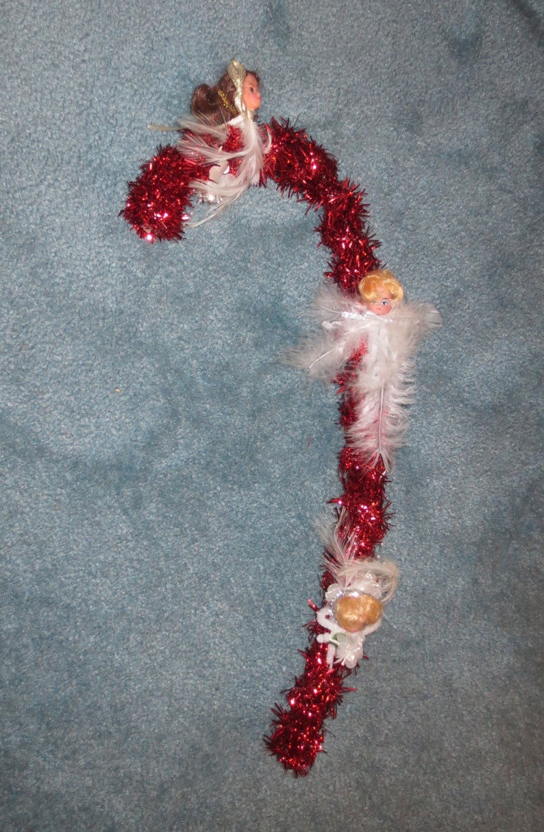 CHRISTMAS FLOCKED Candy Cane  Red Garland 18 Candy Cane image 1