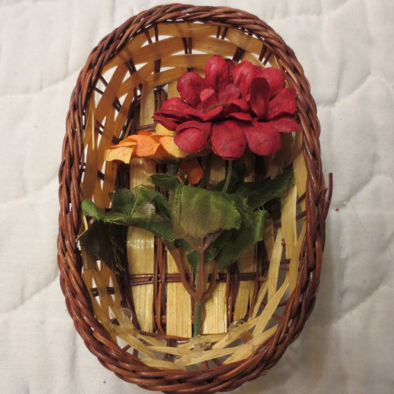 Mini woven basket of autumn silk flowers Perfect for Small image 0