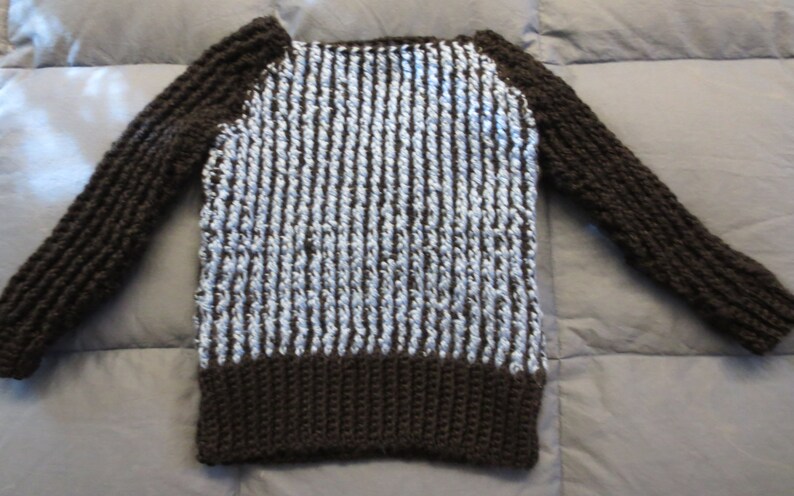 Boy's Sweater in Black and Blue Vertical Sripes  For image 0
