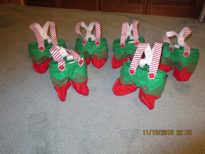 20% OFF All 6 CHRISTMAS Elves Gift Bag Pants  Set of 6 image 0