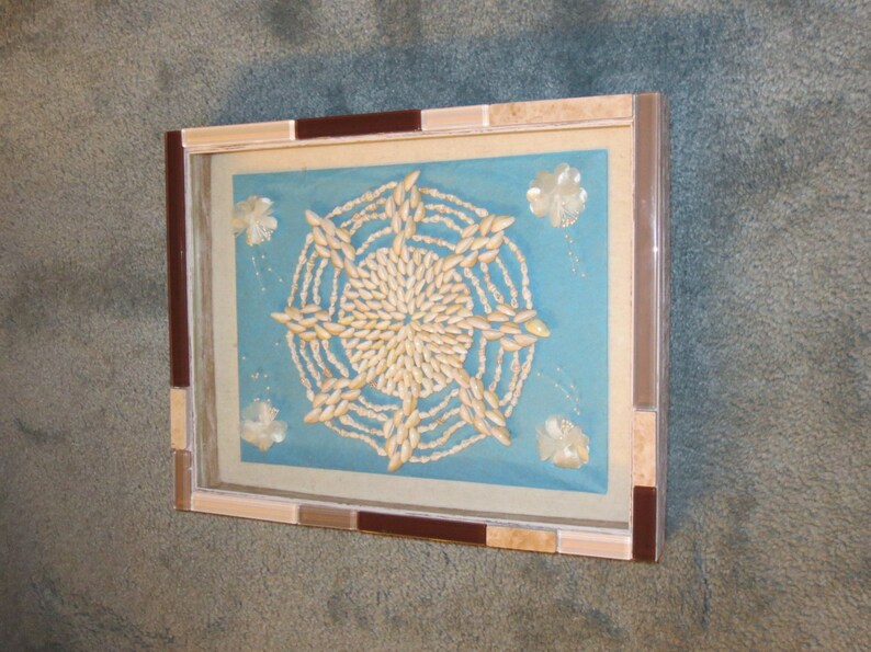 Upcycled Handcrafted Seashell Trivet in Shadowbox Ready for image 0