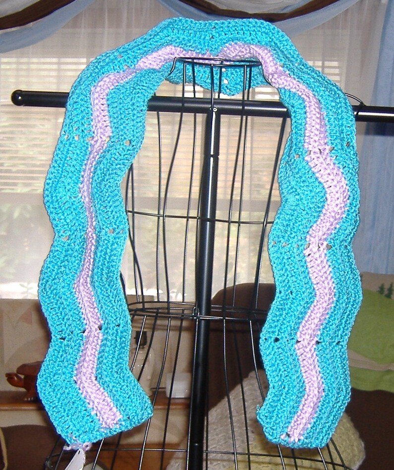 Scarf Selection in Turquoise and Lilac Ripple and/or Kelly and image 1