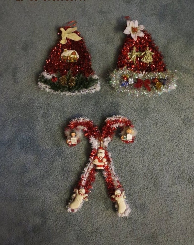 CLOSEOUT SALE Whimsical Hanging Garland Santa Hats/Candy Cane image 1